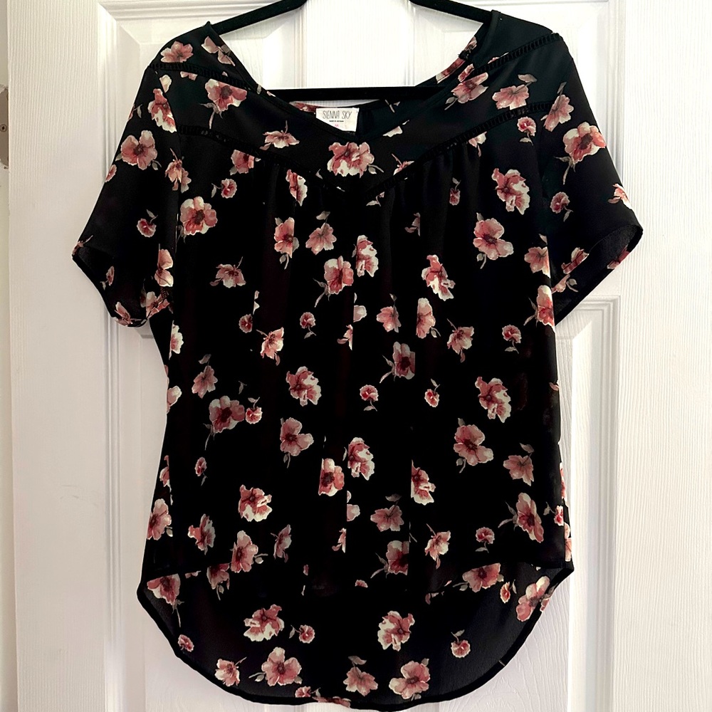 Black floral blouse